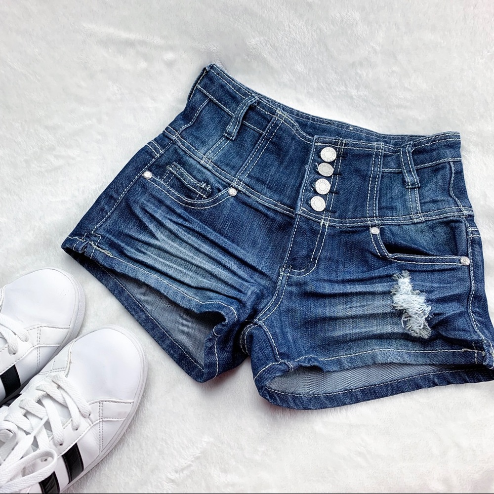 Almost Famous High Waisted Button Down Shorts